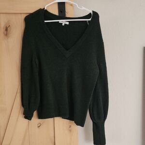 Madewell Deep Green V-Neck Sweater